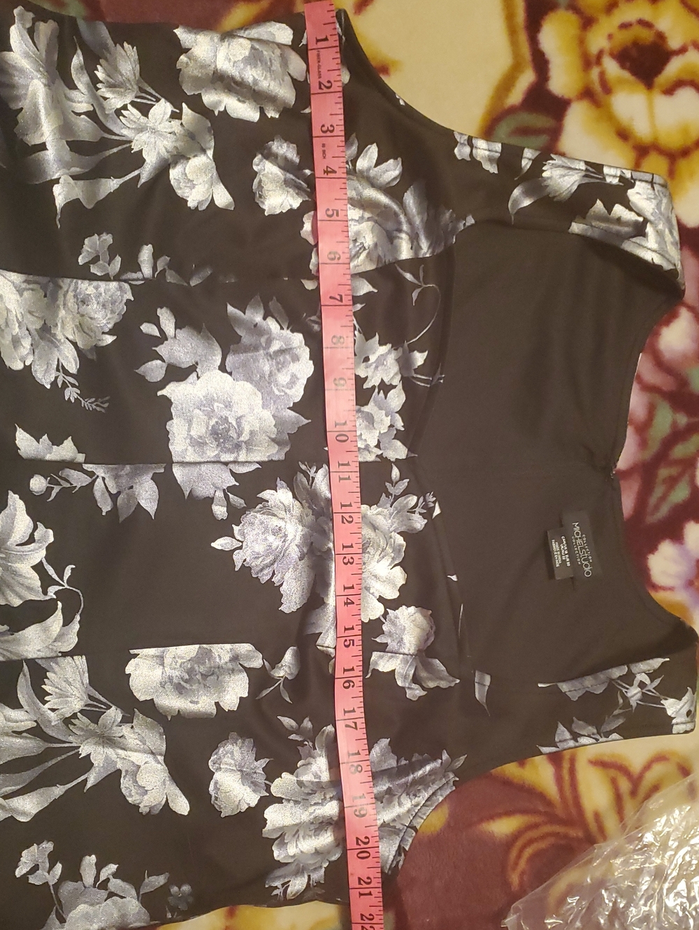 Michel Studio size 18 Black Floral Sleeveless A-Line Dress - Picture 6 of 6